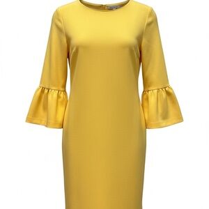 ZARA Women’s Yellow Shift Dress Flared Bell Sleeves Elegant Chic Style